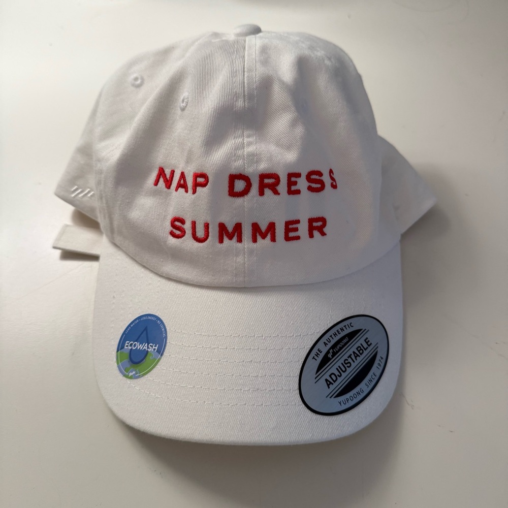 NWT Hill House Nap Dress Summer hat white with red embroidery